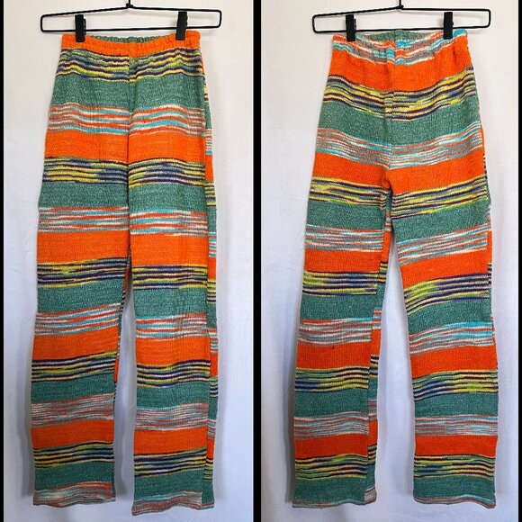 knitted cotton striped sweater leggings bright colors XS - Picture 1 of 9